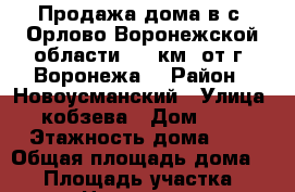 Продажа дома в с. Орлово Воронежской области, 30 км. от г. Воронежа. › Район ­ Новоусманский › Улица ­ кобзева › Дом ­ 71 › Этажность дома ­ 1 › Общая площадь дома ­ 65 › Площадь участка ­ 1 000 › Цена ­ 1 600 000 - Воронежская обл. Недвижимость » Дома, коттеджи, дачи аренда   . Воронежская обл.